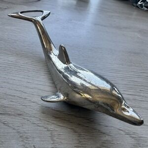RARE UNIQUE HEAVY DUTY DOLPHIN PORPOISE METAL BAR BOTTLE OPENER